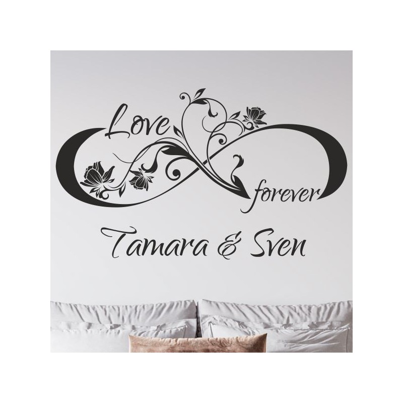 Wandaufkleber Wandtattoo Aufkleber Wand Liebe ist.. Endlosschleife Wunschnamen Ehepartner Verliebte Sprüche Familie Worte Herz