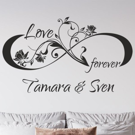 Wandaufkleber Wandtattoo Aufkleber Wand Liebe ist.. Endlosschleife Wunschnamen Ehepartner Verliebte Sprüche Familie Worte Herz