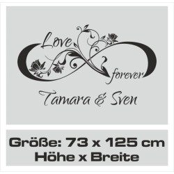 Wandaufkleber Wandtattoo Aufkleber Wand Liebe ist.. Endlosschleife Wunschnamen Ehepartner Verliebte Sprüche Familie Worte Herz