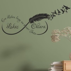 Wandaufkleber Wandtattoo Aufkleber Wand Liebe ist.. Endlosschleife Wunschnamen Ehepartner Verliebte Sprüche Familie Worte Herz