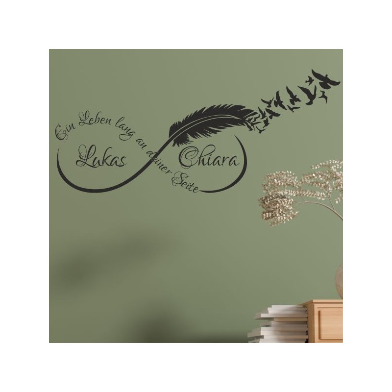 Wandaufkleber Wandtattoo Aufkleber Wand Liebe ist.. Endlosschleife Wunschnamen Ehepartner Verliebte Sprüche Familie Worte Herz