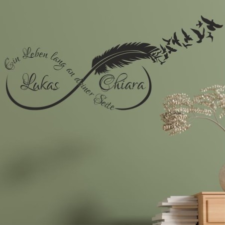 Wandaufkleber Wandtattoo Aufkleber Wand Liebe ist.. Endlosschleife Wunschnamen Ehepartner Verliebte Sprüche Familie Worte Herz