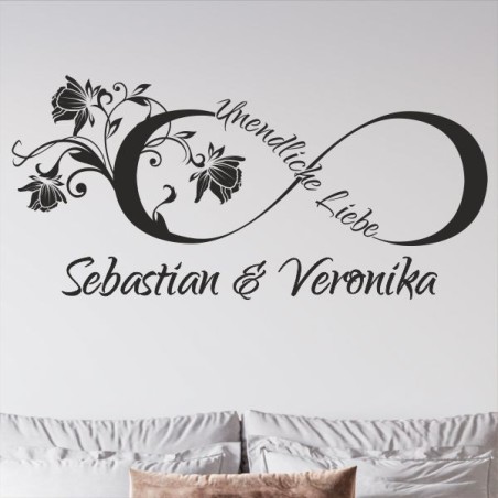 Wandaufkleber Wandtattoo Aufkleber Wand Liebe ist.. Endlosschleife Wunschnamen Ehepartner Verliebte Sprüche Familie Worte Herz