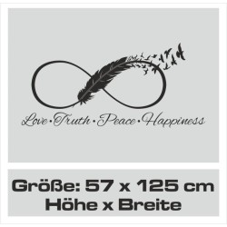 Wandaufkleber Wandtattoo Aufkleber Wand Liebe ist.. Endlosschleife Wunschnamen Ehepartner Verliebte Sprüche Familie Worte Herz