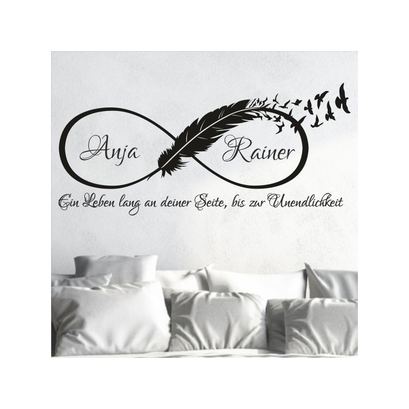Wandaufkleber Wandtattoo Aufkleber Wand Liebe ist.. Endlosschleife Wunschnamen Ehepartner Verliebte Sprüche Familie Worte Herz