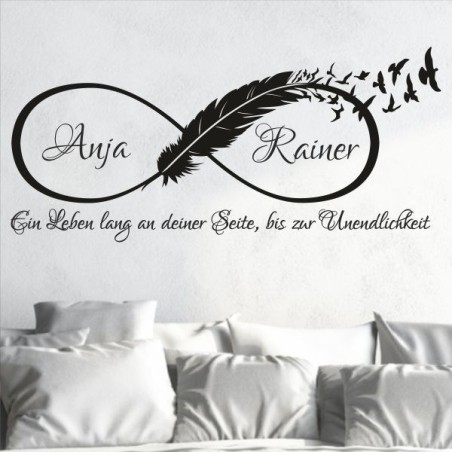 Wandaufkleber Wandtattoo Aufkleber Wand Liebe ist.. Endlosschleife Wunschnamen Ehepartner Verliebte Sprüche Familie Worte Herz