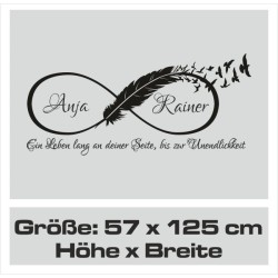 Wandaufkleber Wandtattoo Aufkleber Wand Liebe ist.. Endlosschleife Wunschnamen Ehepartner Verliebte Sprüche Familie Worte Herz