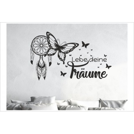 Traumfänger Möwe Leben deine Traum Schmetterling Hoffung Feder Dream Schlafzimmer Wandtattoo Aufkleber Wand Wandsticker