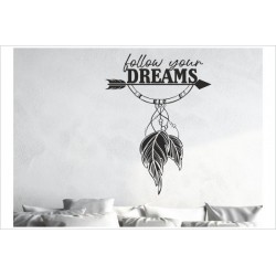 Traumfänger follow your dreams Feder Träume Pfeil Schlafzimmer Wandtattoo Aufkleber Wand Wandsticker