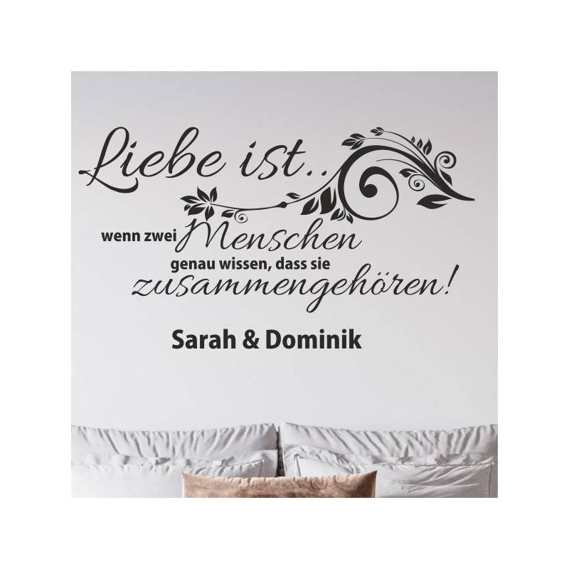 Wandaufkleber Wandtattoo Aufkleber Wand Liebe ist.. Endlosschleife Wunschnamen Ehepartner Verliebte Sprüche Familie Worte Herz