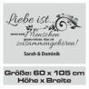 Wandaufkleber Wandtattoo Aufkleber Wand Liebe ist.. Endlosschleife Wunschnamen Ehepartner Verliebte Sprüche Familie Worte Herz