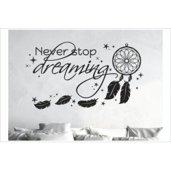 Traumfänger Möwe never stop dreaming Traum Feder Dream Schlafzimmer Wandtattoo Aufkleber Wand Wandsticker
