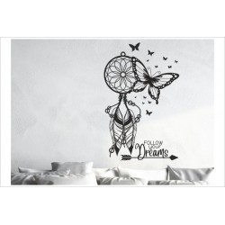 Traumfänger follow your dreams Feder Träume Pfeil Schlafzimmer Wandtattoo Aufkleber Wand Wandsticker