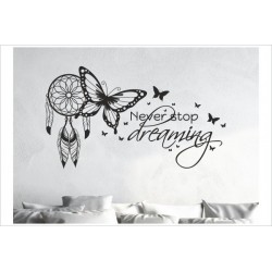 Traumfänger Möwe never stop dreaming Traum Feder Dream Schlafzimmer Wandtattoo Aufkleber Wand Wandsticker