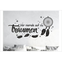 Traumfänger hör niemals auf zu träumen Feder Träume Pfeil Schlafzimmer Wandtattoo Aufkleber Wand Wandsticker