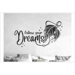 Traumfänger follow your dreams Feder Träume Pfeil Schlafzimmer Wandtattoo Aufkleber Wand Wandsticker