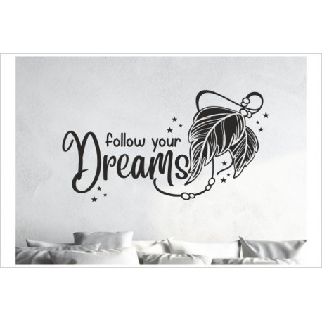 Traumfänger follow your dreams Feder Träume Pfeil Schlafzimmer Wandtattoo Aufkleber Wand Wandsticker
