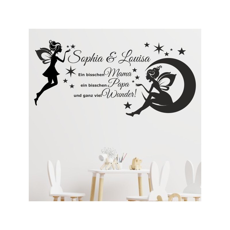 Wandaufkleber Wandtattoo Aufkleber Baby Babies Wunschnamen Sterne Häschen kleiner Prinz kleine Prinzessin Fee Elfen Gewicht Name