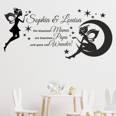 Wandaufkleber Wandtattoo Aufkleber Baby Babies Wunschnamen Sterne Häschen kleiner Prinz kleine Prinzessin Fee Elfen Gewicht Name