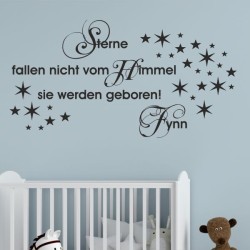 Wandaufkleber Wandtattoo Aufkleber Baby Babies Wunschnamen Sterne Häschen kleiner Prinz kleine Prinzessin Fee Elfen Gewicht Name