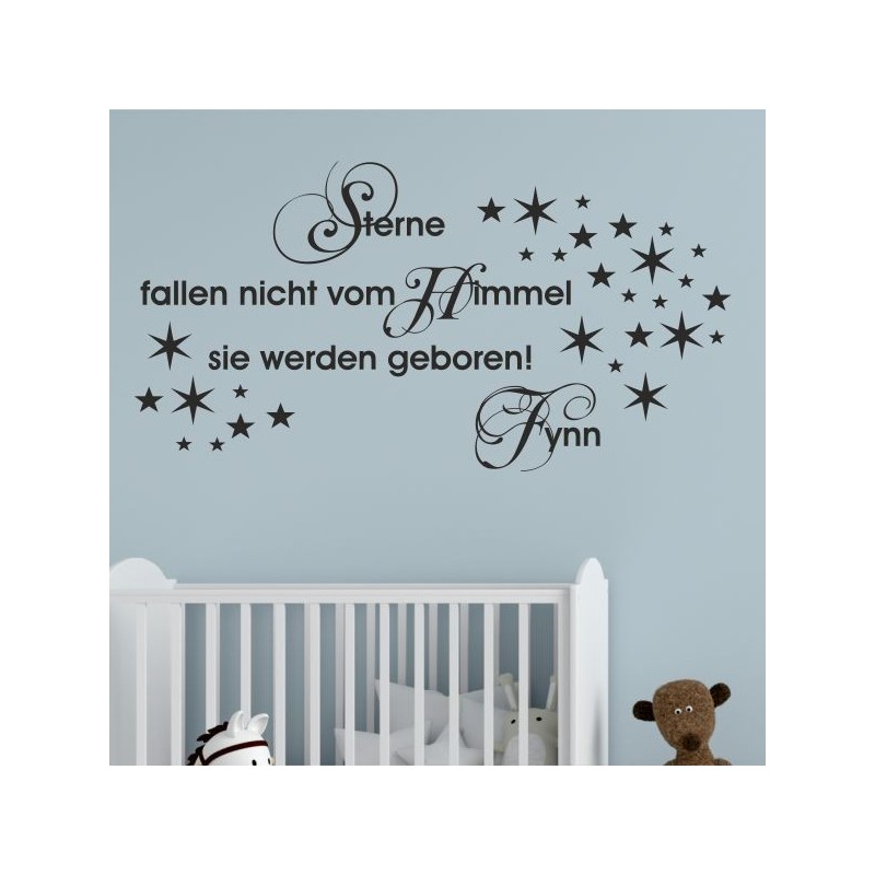Wandaufkleber Wandtattoo Aufkleber Baby Babies Wunschnamen Sterne Häschen kleiner Prinz kleine Prinzessin Fee Elfen Gewicht Name