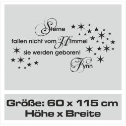 Wandaufkleber Wandtattoo Aufkleber Baby Babies Wunschnamen Sterne Häschen kleiner Prinz kleine Prinzessin Fee Elfen Gewicht Name