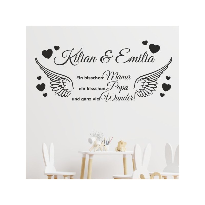 Wandaufkleber Wandtattoo Aufkleber Baby Babies Wunschnamen Sterne Häschen kleiner Prinz kleine Prinzessin Fee Elfen Gewicht Name