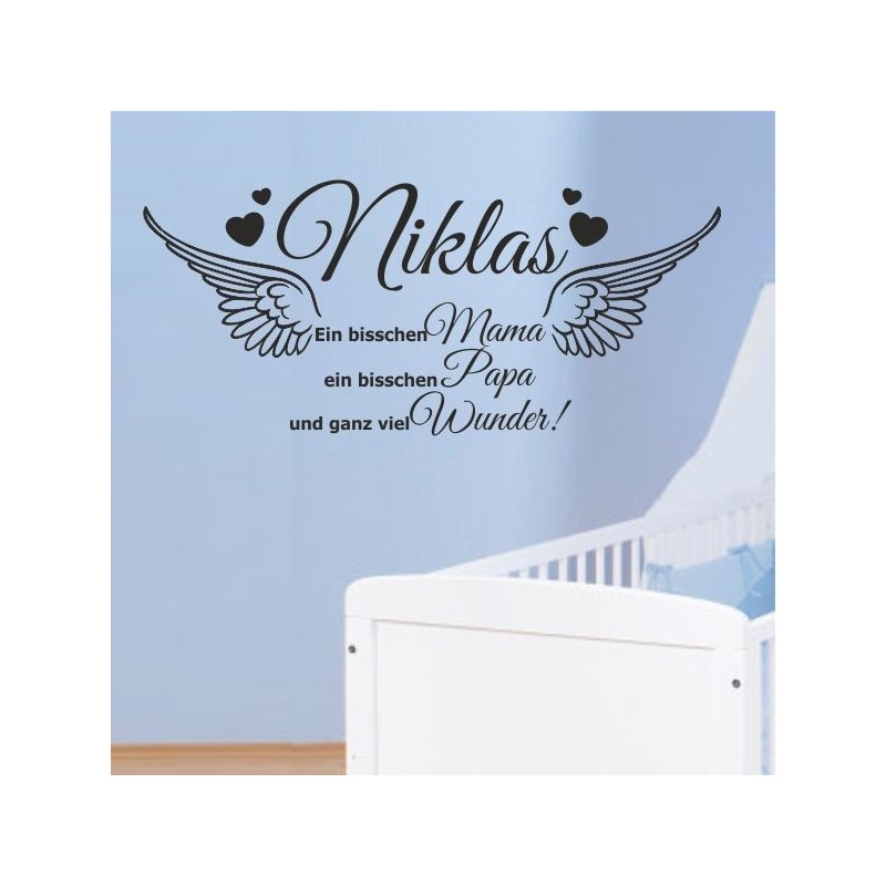 Wandaufkleber Wandtattoo Aufkleber Baby Babies Wunschnamen Sterne Häschen kleiner Prinz kleine Prinzessin Fee Elfen Gewicht Name