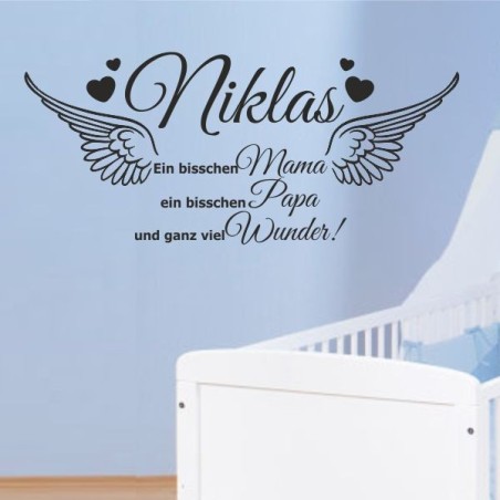 Wandaufkleber Wandtattoo Aufkleber Baby Babies Wunschnamen Sterne Häschen kleiner Prinz kleine Prinzessin Fee Elfen Gewicht Name