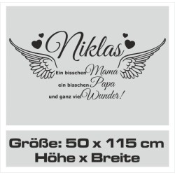 Wandaufkleber Wandtattoo Aufkleber Baby Babies Wunschnamen Sterne Häschen kleiner Prinz kleine Prinzessin Fee Elfen Gewicht Name
