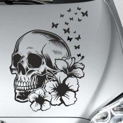 Aufkleber Auto Totenkopf Schädel Skull Bones Böse Cappy Gangster Zylinder Rosen Blumen Blüten Gentleman DJ Rock Punisher