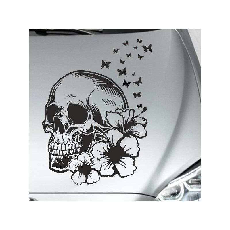 Aufkleber Auto Totenkopf Schädel Skull Bones Böse Cappy Gangster Zylinder Rosen Blumen Blüten Gentleman DJ Rock Punisher