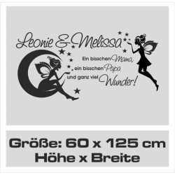 Wandaufkleber Wandtattoo Aufkleber Baby Babies Wunschnamen Sterne Häschen kleiner Prinz kleine Prinzessin Fee Elfen Gewicht Name