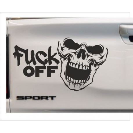 Aufkleber Auto Car Totenkopf Böse Smile FUCK OFF YOU Autoaufkleber TATTOO Tribal Sticker Dekor