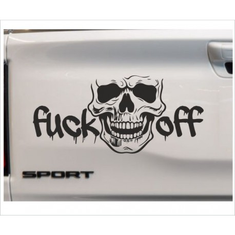 Aufkleber Auto Car Totenkopf Böse Smile FUCK OFF YOU Autoaufkleber TATTOO Tribal Sticker Dekor