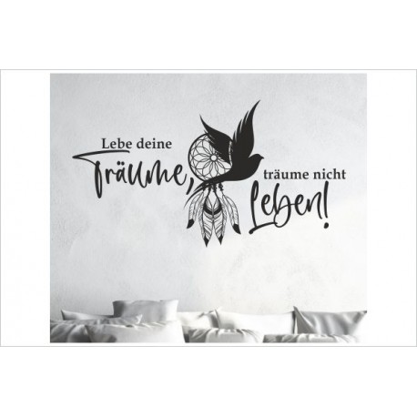 Traumfänger Möwe Leben deine Traum Feder Dream Schlafzimmer Wandtattoo Aufkleber Wand Wandsticker