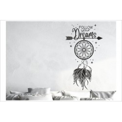 Traumfänger follow your dreams Feder Träume Pfeil Schlafzimmer Wandtattoo Aufkleber Wand Wandsticker