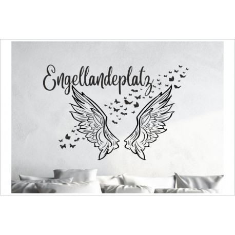 Engel Engellandeplatz  Angel Flügel Schmetterlinge Träume Schlafzimmer Wandtattoo Aufkleber Wand Wandsticker