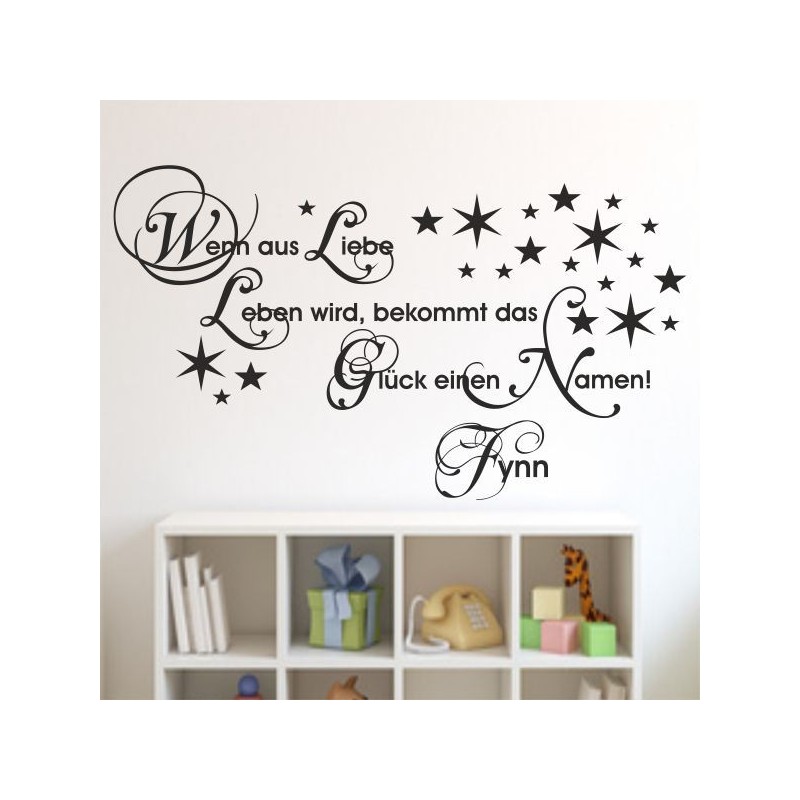 Wandaufkleber Wandtattoo Aufkleber Baby Babies Wunschnamen Sterne Häschen kleiner Prinz kleine Prinzessin Fee Elfen Gewicht Name