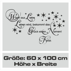 Wandaufkleber Wandtattoo Aufkleber Baby Babies Wunschnamen Sterne Häschen kleiner Prinz kleine Prinzessin Fee Elfen Gewicht Name