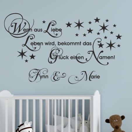 Wandaufkleber Wandtattoo Aufkleber Baby Babies Wunschnamen Sterne Häschen kleiner Prinz kleine Prinzessin Fee Elfen Gewicht Name