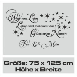 Wandaufkleber Wandtattoo Aufkleber Baby Babies Wunschnamen Sterne Häschen kleiner Prinz kleine Prinzessin Fee Elfen Gewicht Name