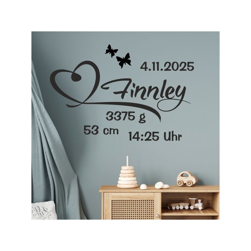 Wandaufkleber Wandtattoo Aufkleber Baby Babies Wunschnamen Sterne Häschen kleiner Prinz kleine Prinzessin Fee Elfen Gewicht Name
