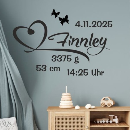 Wandaufkleber Wandtattoo Aufkleber Baby Babies Wunschnamen Sterne Häschen kleiner Prinz kleine Prinzessin Fee Elfen Gewicht Name