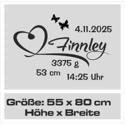 Wandaufkleber Wandtattoo Aufkleber Baby Babies Wunschnamen Sterne Häschen kleiner Prinz kleine Prinzessin Fee Elfen Gewicht Name