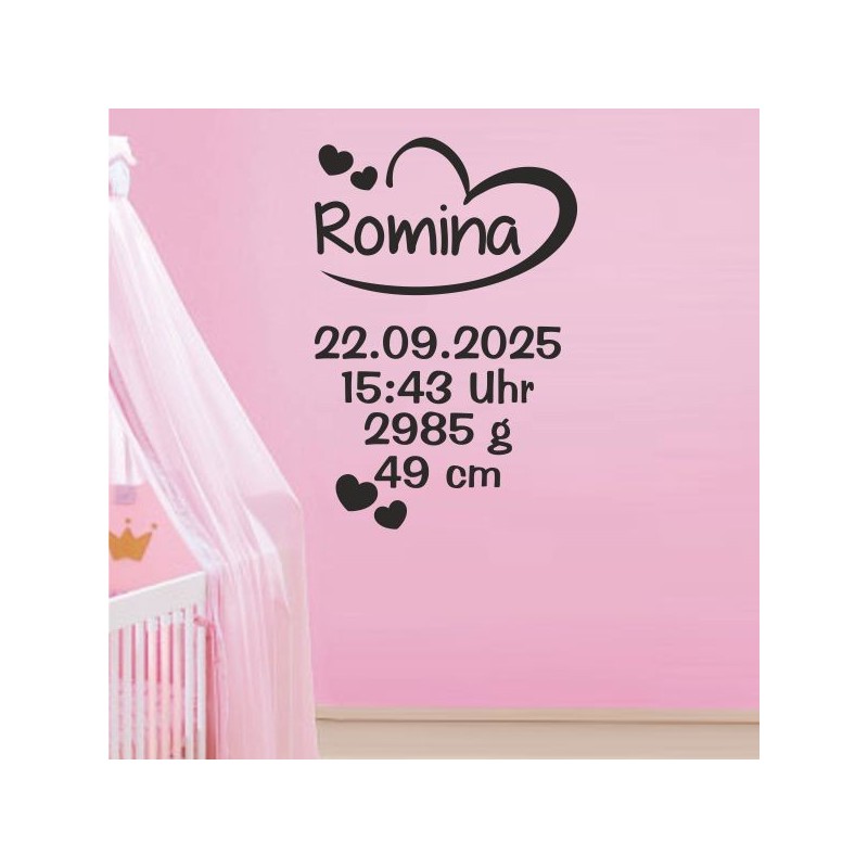 Wandaufkleber Wandtattoo Aufkleber Baby Babies Wunschnamen Sterne Häschen kleiner Prinz kleine Prinzessin Fee Elfen Gewicht Name