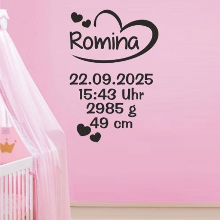 Wandaufkleber Wandtattoo Aufkleber Baby Babies Wunschnamen Sterne Häschen kleiner Prinz kleine Prinzessin Fee Elfen Gewicht Name