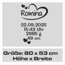 Wandaufkleber Wandtattoo Aufkleber Baby Babies Wunschnamen Sterne Häschen kleiner Prinz kleine Prinzessin Fee Elfen Gewicht Name