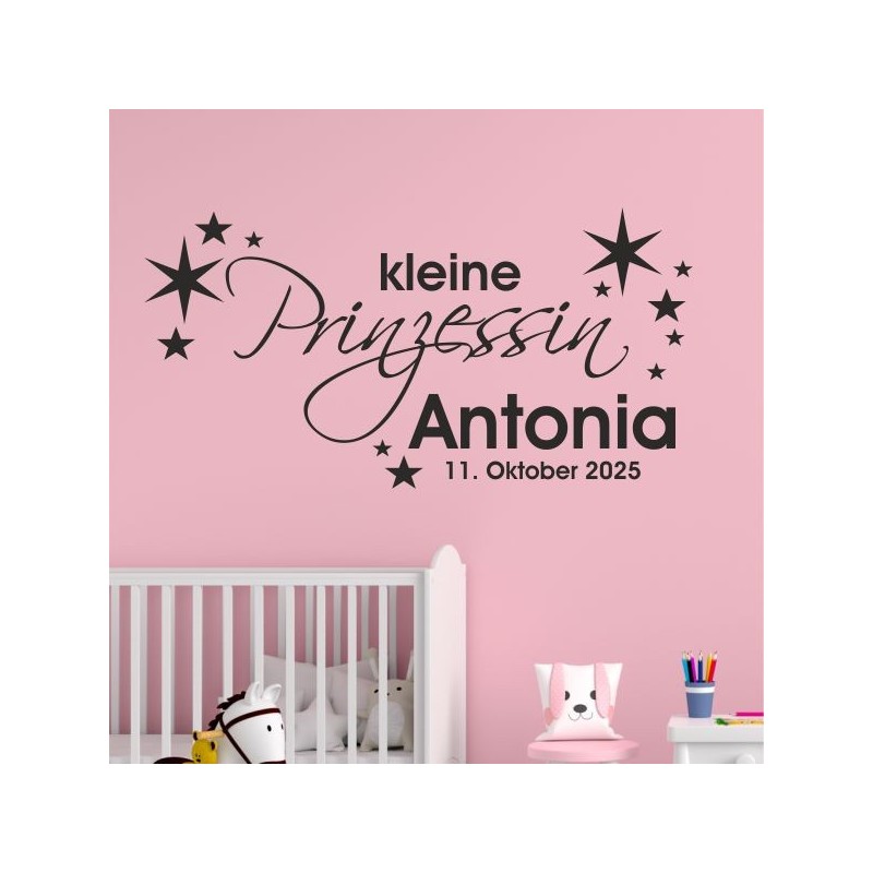 Wandaufkleber Wandtattoo Aufkleber Baby Babies Wunschnamen Sterne Häschen kleiner Prinz kleine Prinzessin Fee Elfen Gewicht Name