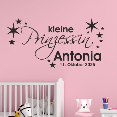Wandaufkleber Wandtattoo Aufkleber Baby Babies Wunschnamen Sterne Häschen kleiner Prinz kleine Prinzessin Fee Elfen Gewicht Name